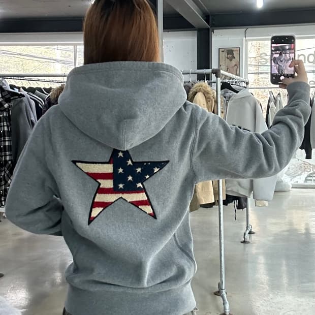 벤슨 스타성조기 플러피로고 파커 후드집업