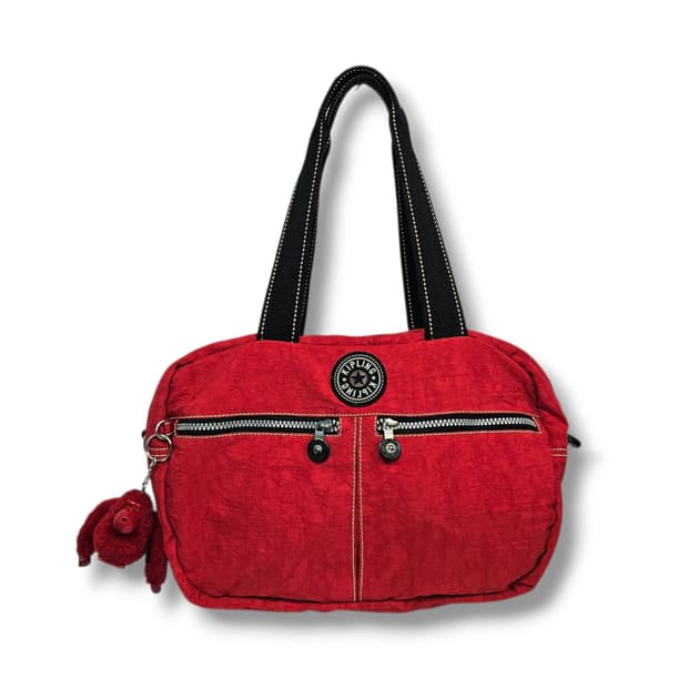 Kipling 키플링 레드 투포켓 숄더 토트백