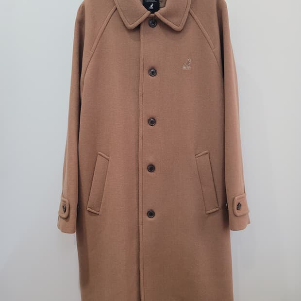 캉골 카멜 브라운 발마칸 롱코트 남성용 L사이즈