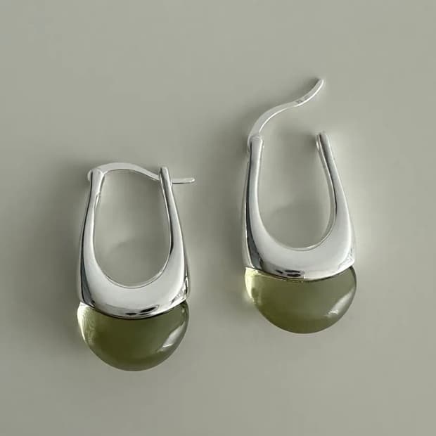 (sliver925) 아쿠아마린 원터치 이어링 새상품