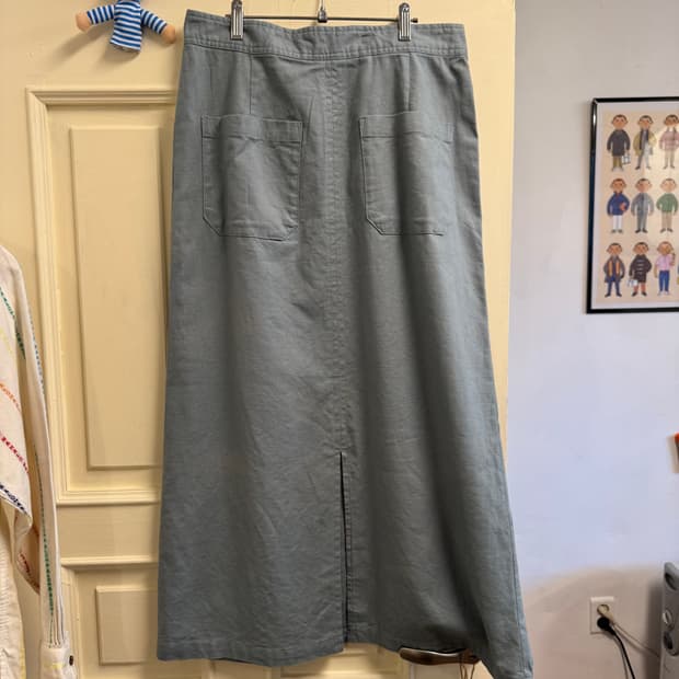 하늘색 린넨 스커트