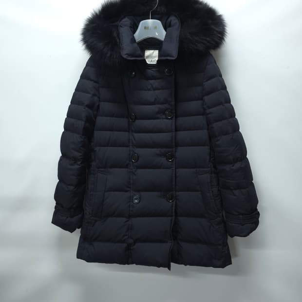 더엣지 여성 폭스퍼 프리미엄 구스다운 패딩코트