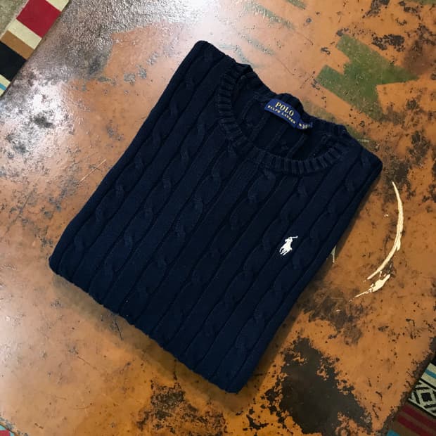 폴로랄프로렌 네이비 코튼 케이블 니트 여성 55 사이즈