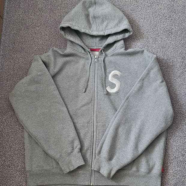 슈프림 S로고 후드 집업 헤더그레이 - 25fw