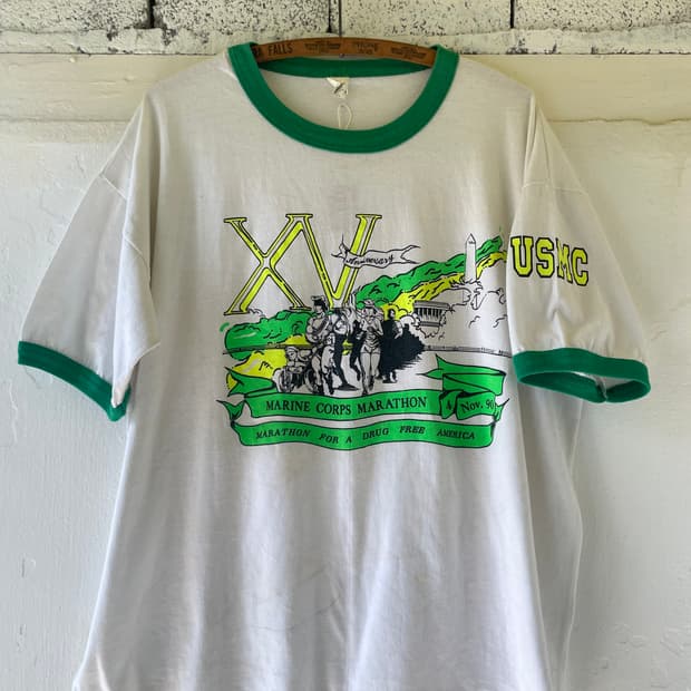 1990's USMC Marathon Ringer T-shirt 
