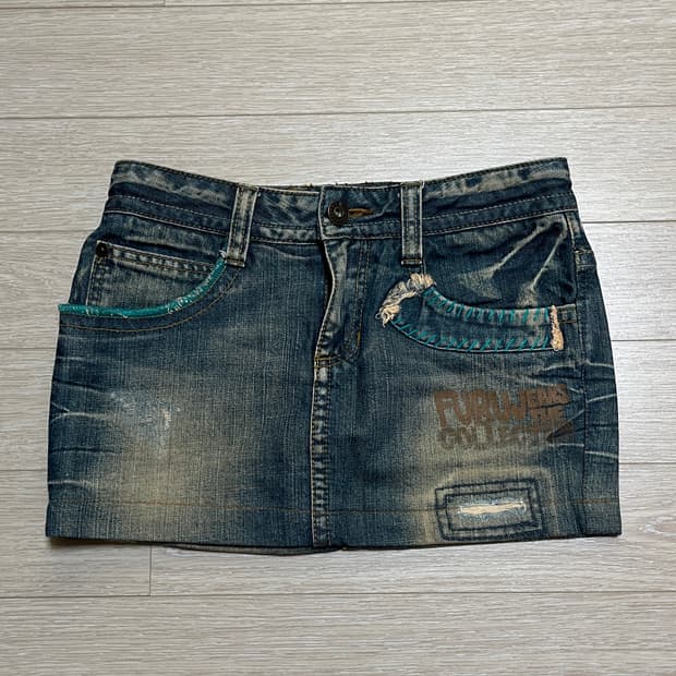 FUBU 후부 미국빈티지 y2k 90s 로우라이즈 데님 미니스커트