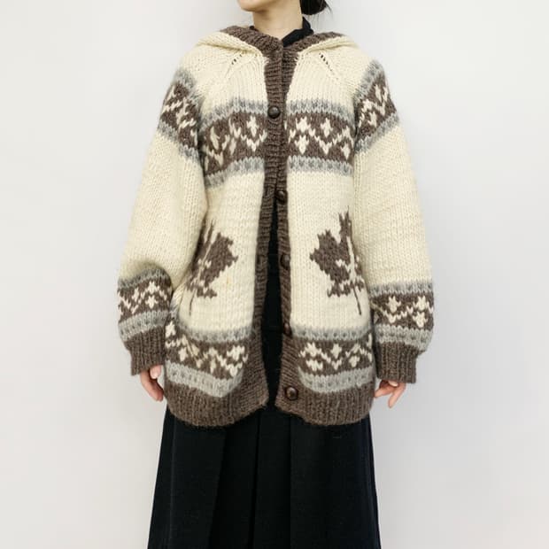 MAYA HOUSE  핸드메이드 코위찬 후드 가디건