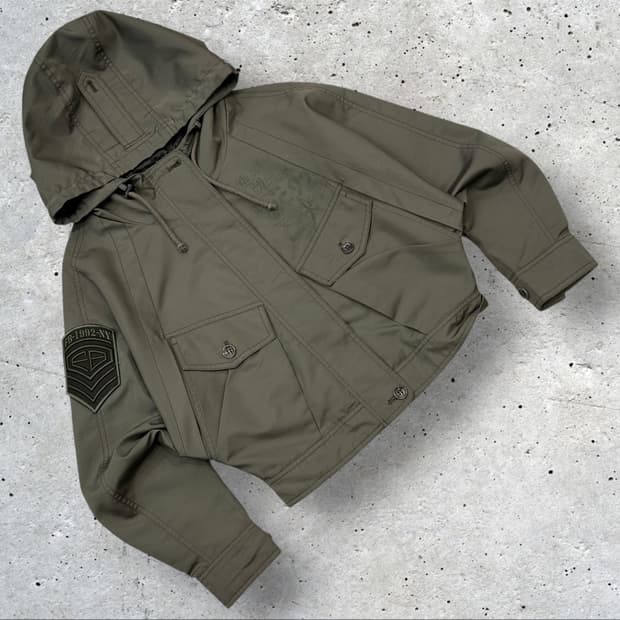 [S] 10s FUBU 후부 우먼 카키색 후드 숏 야상 점퍼