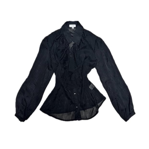 블랙 로걀 블라우스 공겜여주 오네갸루 펑크 페어리 긱시크 크루빈티지