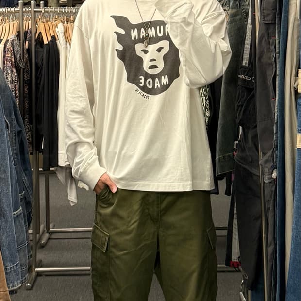 XXL)휴먼메이드 프린팅 화이트 롱슬리브