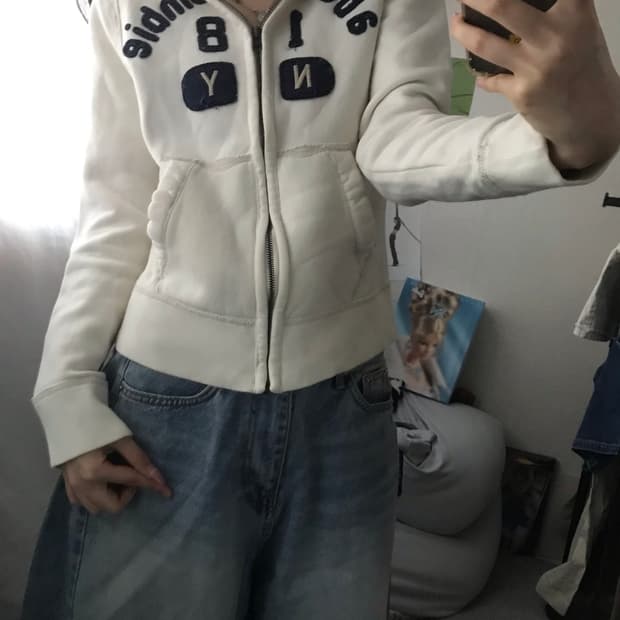 아베크롬비 아이보리 후드집업