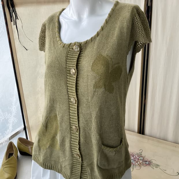 jpn vintage khaki knit blouse