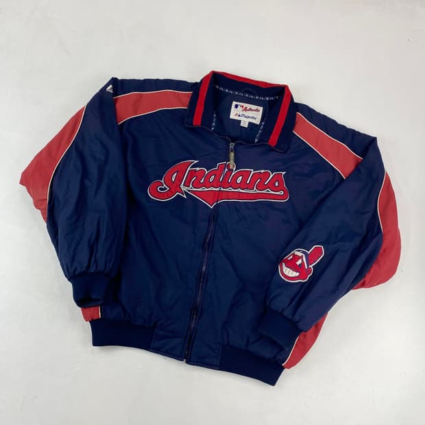 마제스틱 MLB 클래블랜드 인디언즈 립스탑 덕아웃 자켓 (105)