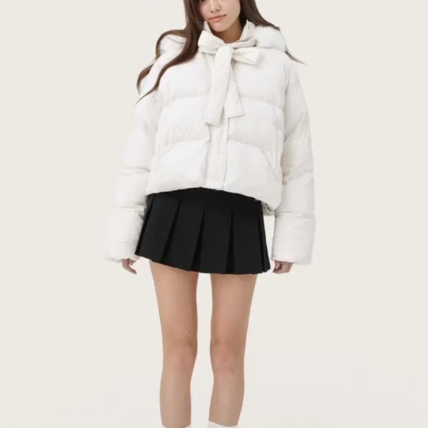 (새상품) 클리시어 리본 패딩 