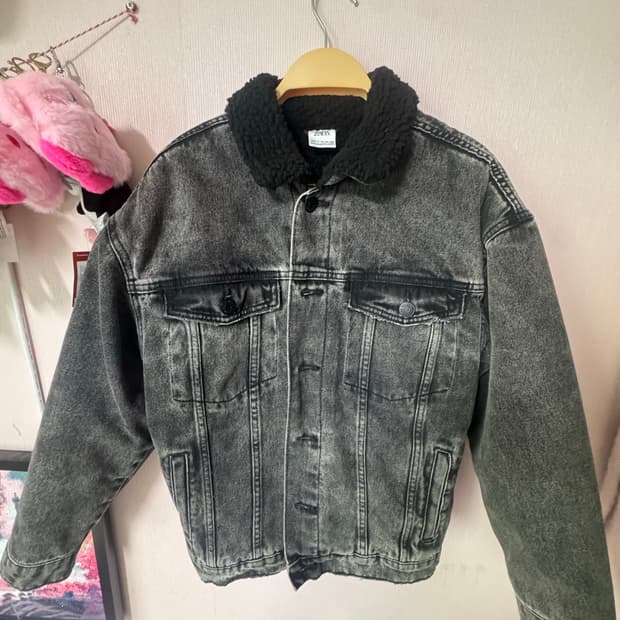 자라 양털 플리스 흑청 자켓 쉐르파 셰르파