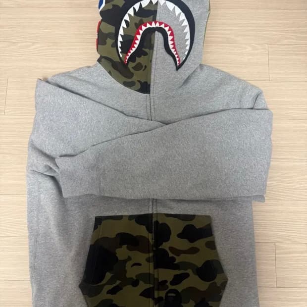 Bape 베이프 샤크 후드 그레이 M