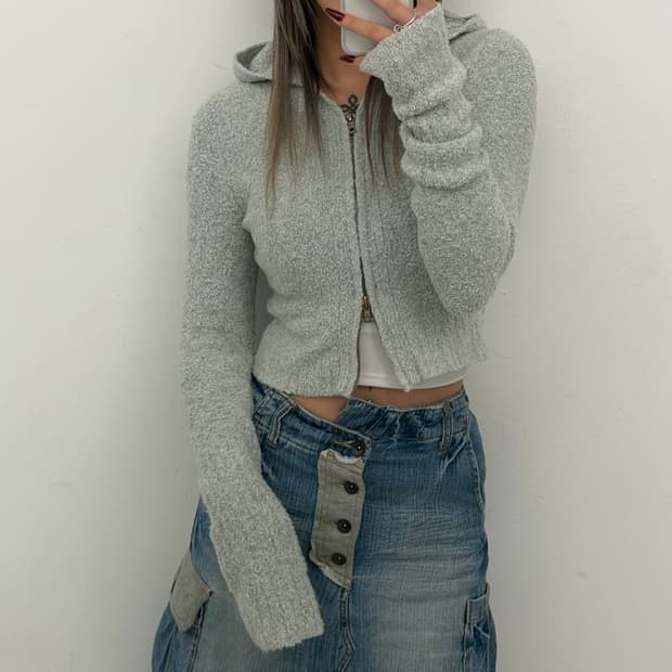 민트 소프트 크롭 후드 집업