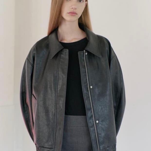 닐바이피 leather zip-up blouson jacket 