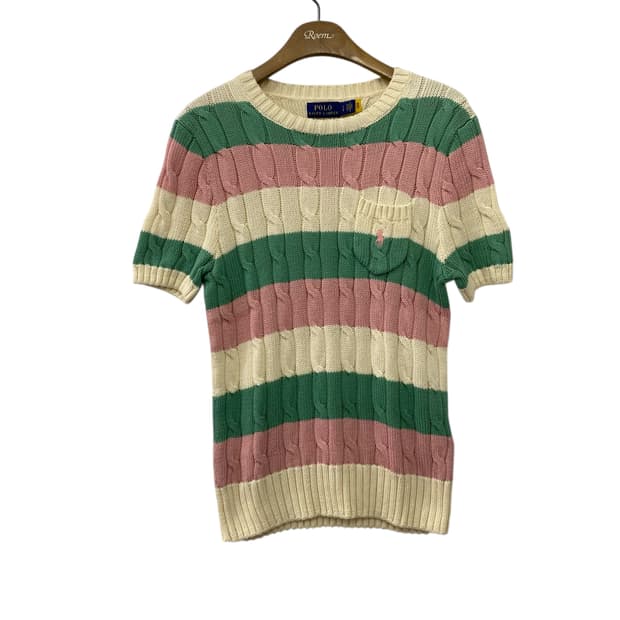  여성용 폴로 케이블 반팔 니트(S)