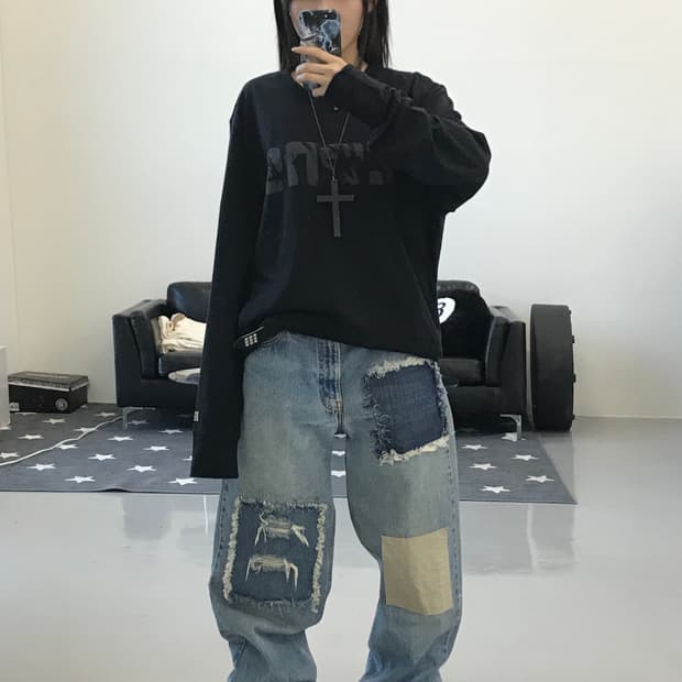 컨버스 로고 블랙 롱슬리브