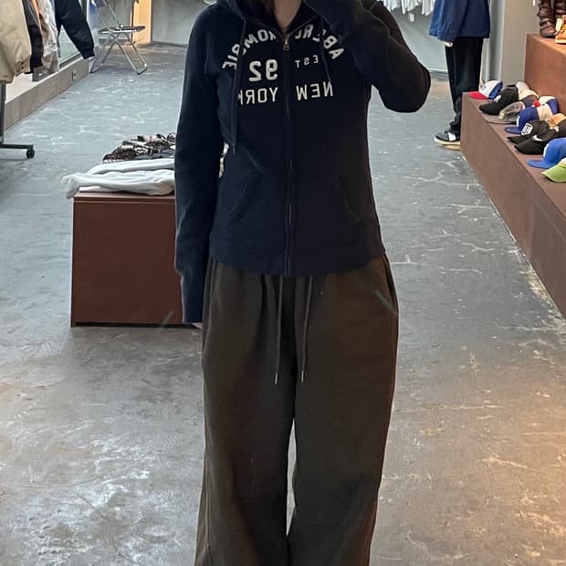 아베크롬비 네이비 로고패치 후드집업 H1249