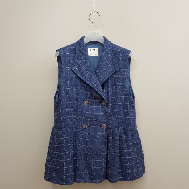 한섬 타임 2020 트위드 플리츠 디테일 베스트 F사이즈