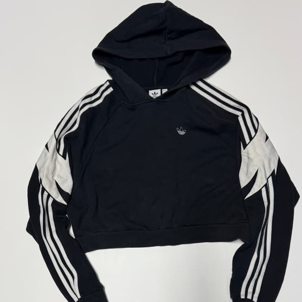 여성 아디다스 오리지널 크롭 후드티셔츠 M 블랙