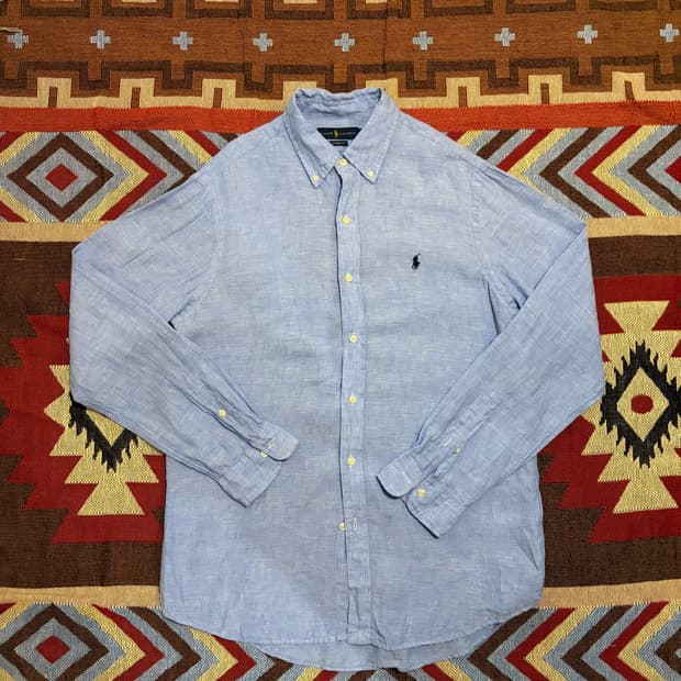 100) 폴로 랄프로렌 린넨 셔츠 하늘색