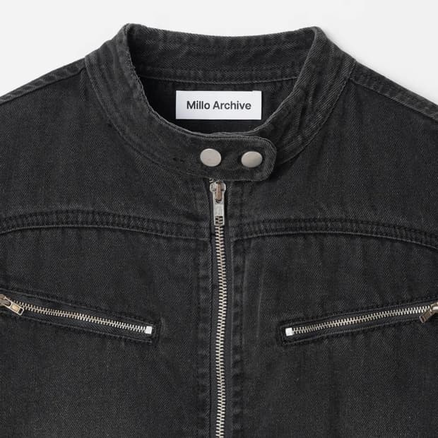 밀로 우먼 워시드 데님 레이싱 자켓 [스톤 블랙]