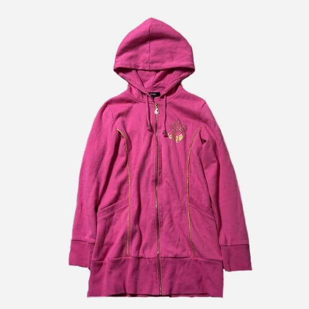 빈티지 핑크 후드집업