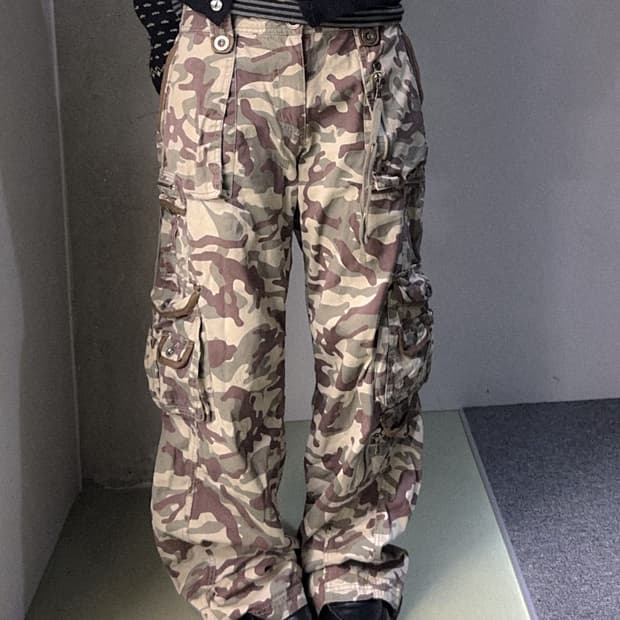 soft camo wide cargo pants
