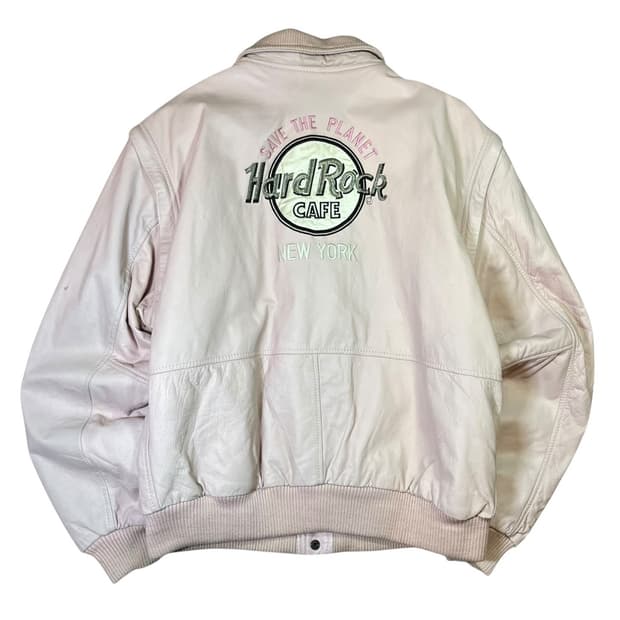 하드락 빅로고 가죽 봄버 자켓