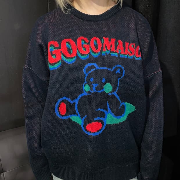 GOGOMAISON 곰돌이 니트 블랙