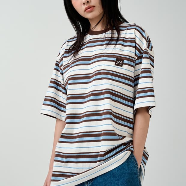 벤셔먼X바스키아 스트라이프 반팔티셔츠(새상품)