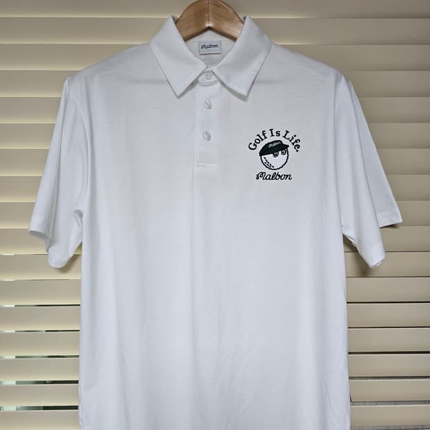 말본 골프 Golf is Life 흰색 반팔 폴로티 L