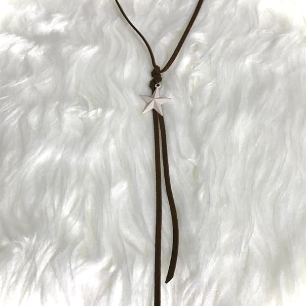 빈티지 보헤미안 웨스턴 별 스웨이드 끈 길이조절 목걸이