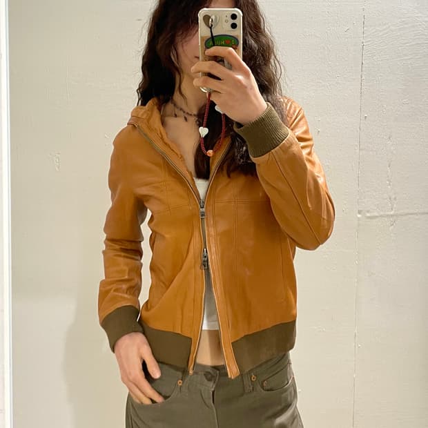 빔스 보이 후드 레더 자켓