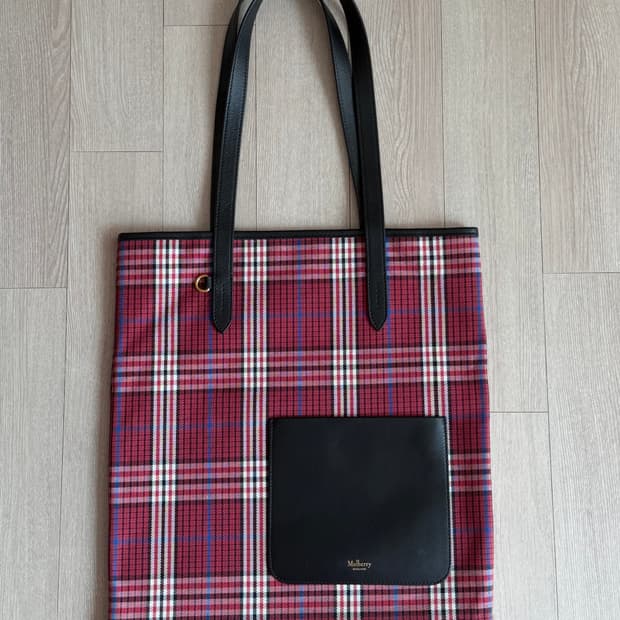 체크 패턴 토트백