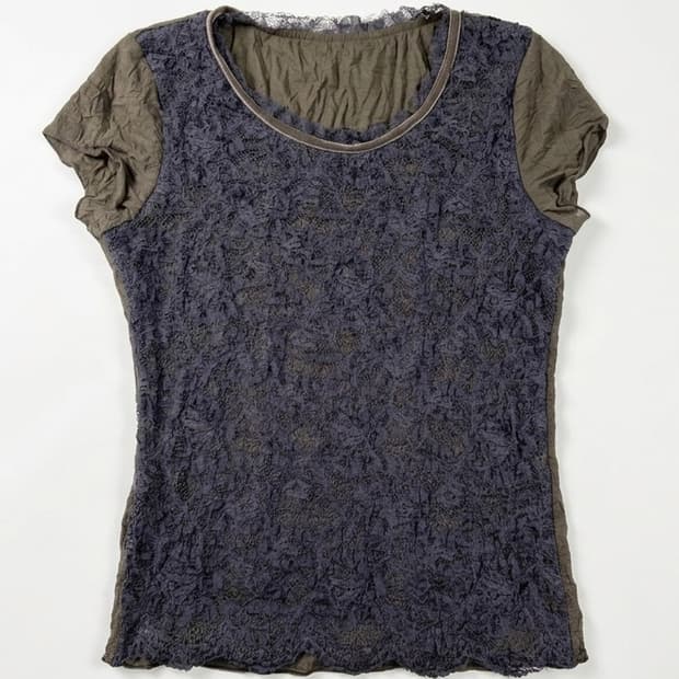 Vintage Floral Crinkle Lace T-Shirt