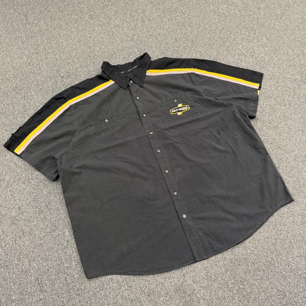 3XL)할리데이비슨 빈티지 옐로우 트랙 반팔 셔츠