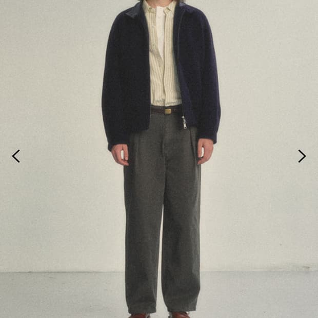 아트이프액츠 레더칼라 울 세인트 해링턴 자켓 네이비