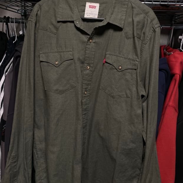 리바이스 올리브 웨스턴 셔츠 L