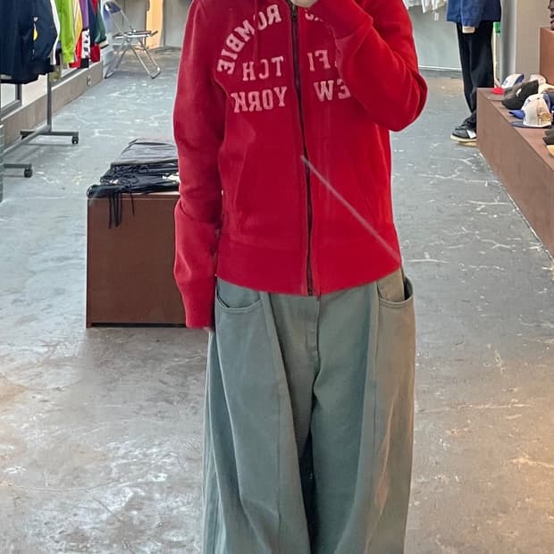 아베크롬비 레드칼라 스펠아웃 빅로고 후드집업 H1156