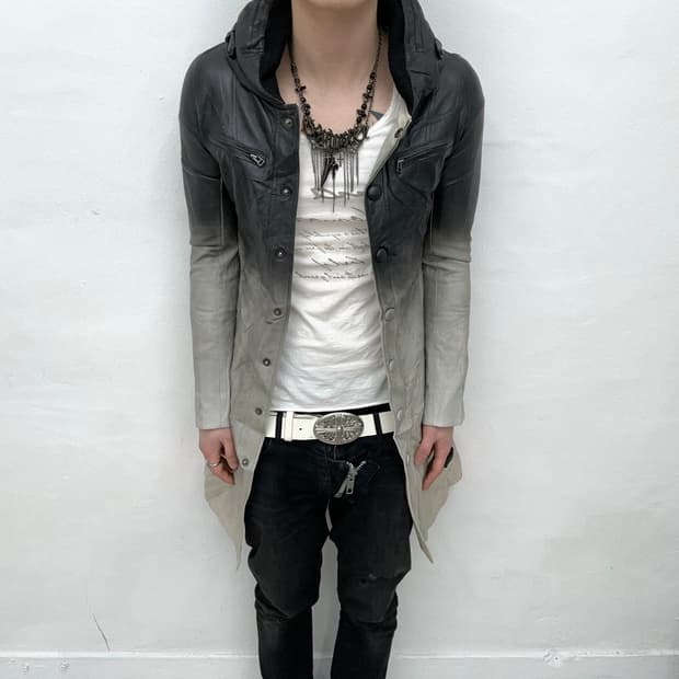 faded Bono long leather jacket