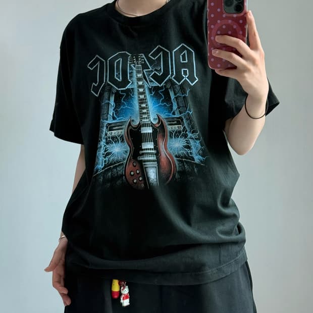 ACDC 기타 블랙 반팔티