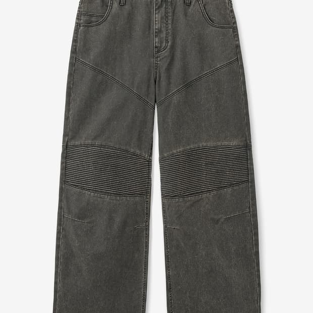 미나브 와이드 코팅 바이커 데님팬츠