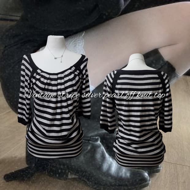 Vintage stripe silver pearl of