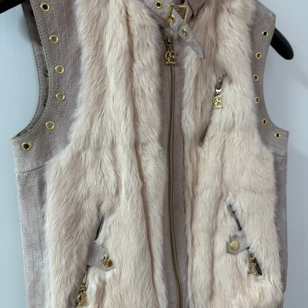 Egoist glam 핑크 래빗 퍼 베스트 조끼