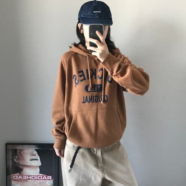 디키즈 중앙 프린팅 브라운 후드티