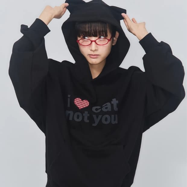 잇자바이브 I LOVE CAT NOT YOU CAT EAR HOODIE